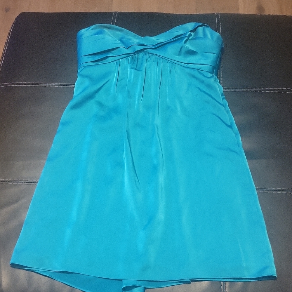 BCBG MAXAZEIA teal Strapleless Dress  Large Bow Size10 Homecoming  Courtwarming